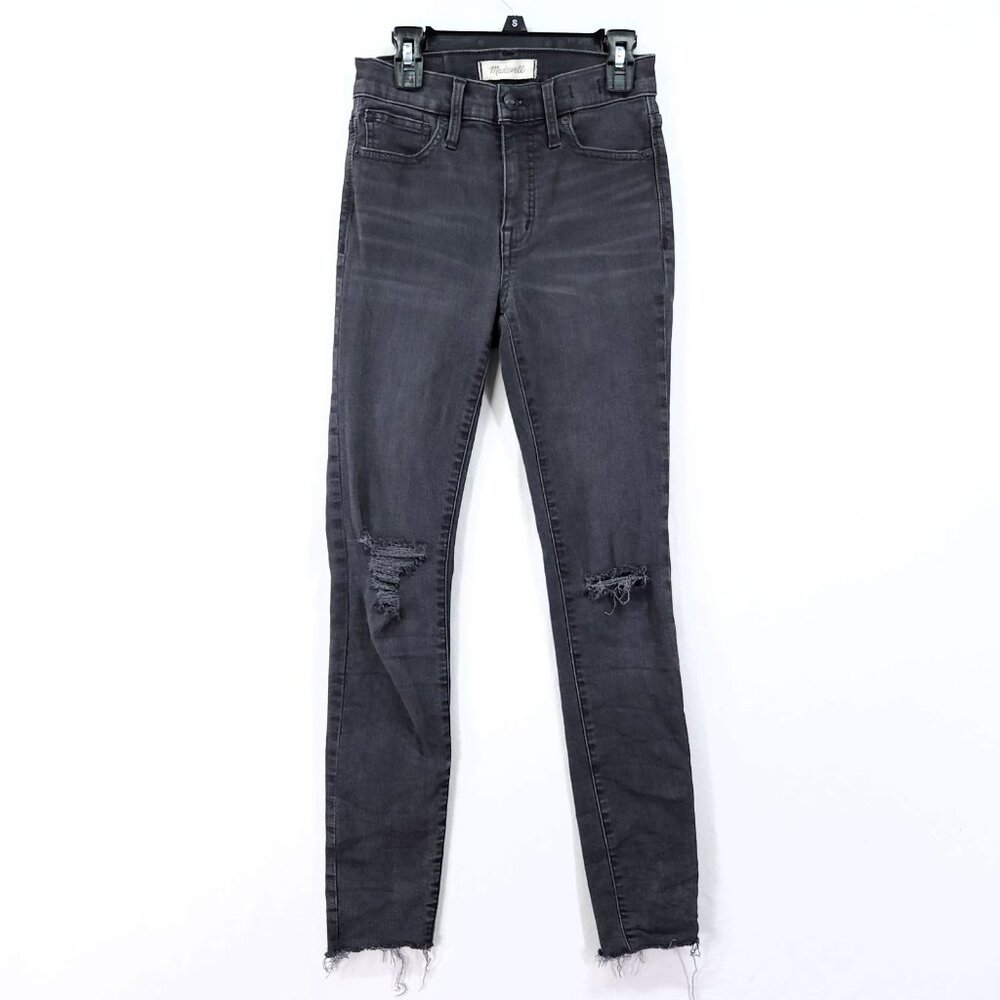Madewell Jeans Women's Size 24 Skinny 9" Mid-Rise Raw Hem Distressed Stretch